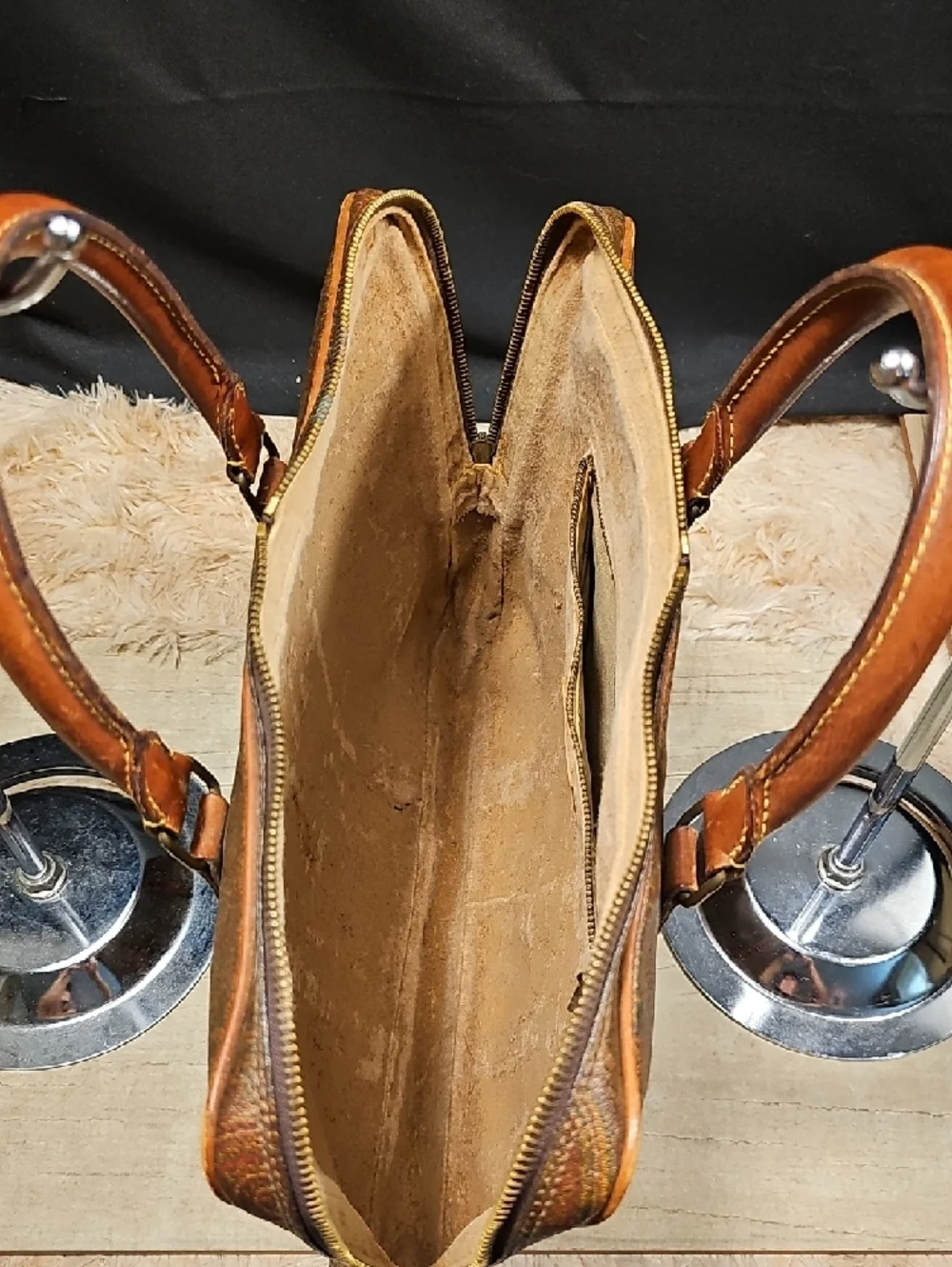 Etro Brown Paisley Leather Briefcase - Classic Travel Bag